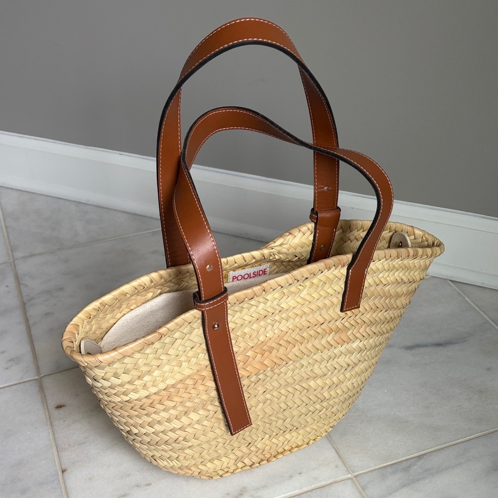 Poolside - The large Essaouira Tote Bag with Brown Leather Handles